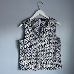 Kate Spade Saturday Ceramic Vase Print White Black Sleeveless Top Work Business